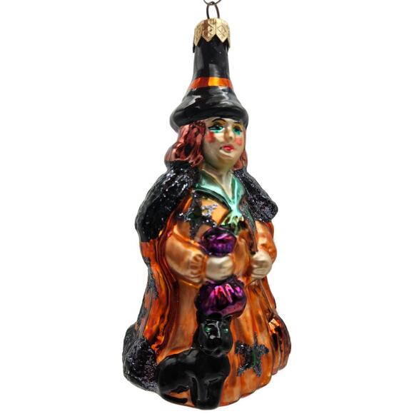 Christopher Radko Witch Orange Stars Dress Halloween Christmas Tree Ornament - Picture 2 of 10